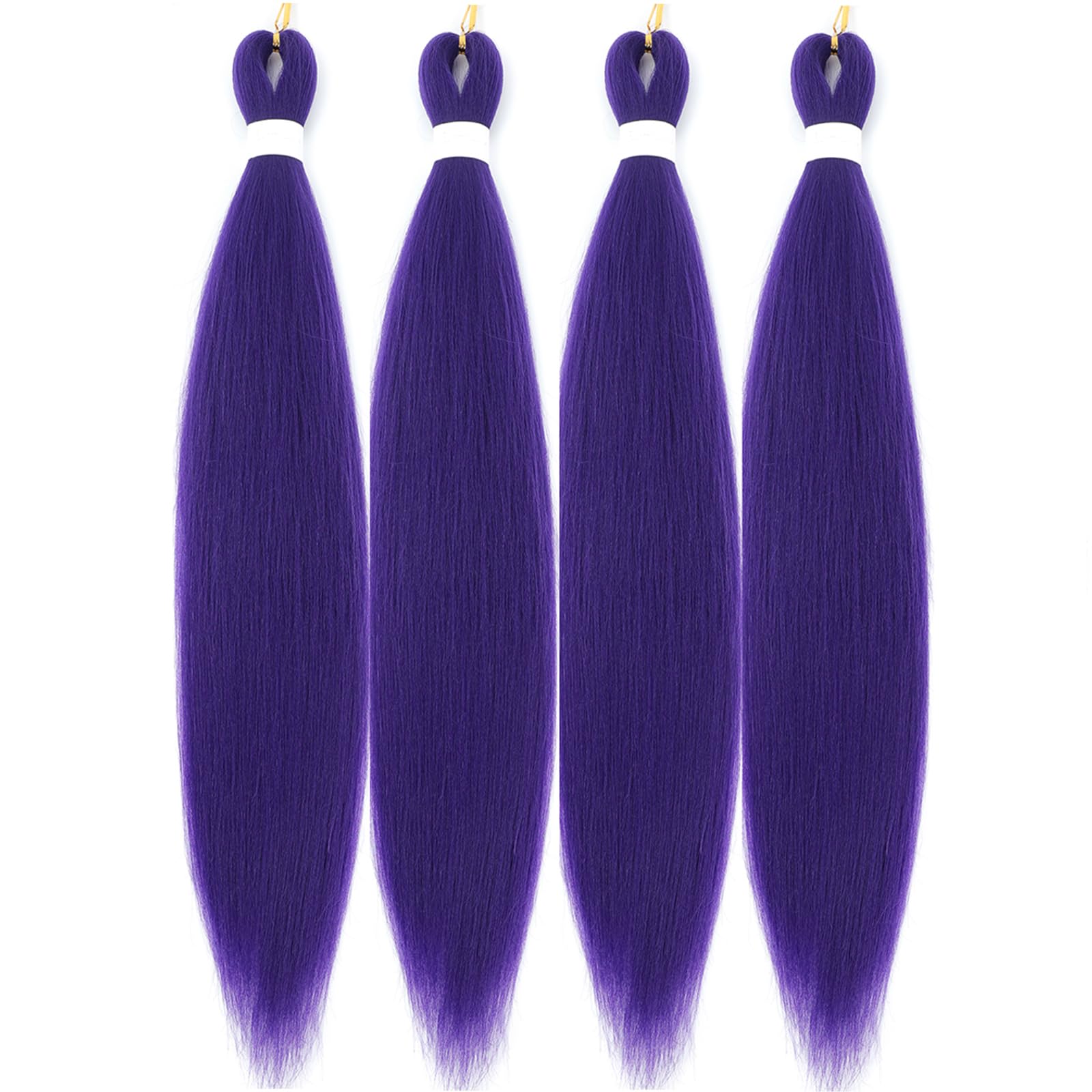 Long Purple Hair Extensions Pre Stretched Synthetic Braiding hair Extensions for Braids Braiding Hair for Stage Party Halloween Cosplay Costume Wigs (Purple, 24 Inch (Packs of 4))