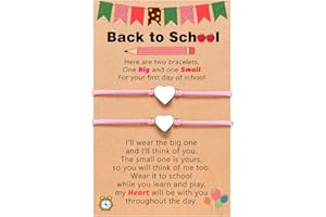 UNGENT THEM Back to School Mother Daughter Bracelets Matcing Heart Charm Wish Bracelets First day of School Gifts for Girls Boys
