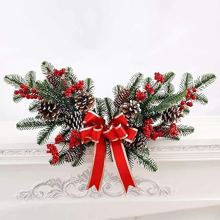 Stella Di Natale Plastica.Aa Ss Christmas Utenciles Ghirlanda Di Natale In Plastica Artificiale Stella Di Natale Rossa E Ghirlanda Di Natale Di Agrifoglio Per Interni Ed Esterni Amazon It Casa E Cucina