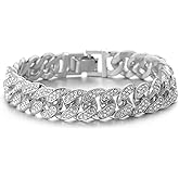 Halukakah Diamond Cuban Link 13MM Gold Chain for Men Iced out Miami 18k Real Gold Plated/Platinum White Gold Finish Choker Necklace Bracelet,Full Cz Diamond Cut Prong Set,with Giftbox