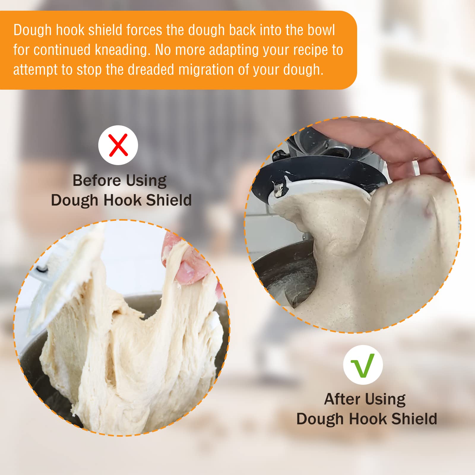 Dough Hook Shield Compatible with Mixers - Fits for C Shape Dough Hooks Stand Mixer Attachment - Food Grade Prevents Your Dough from Climbing Up and Clogging Up Your Mixer