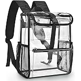 Mildbeer Clear Stadium Backpack for Sports Events & Concerts - 12x12x6 Compact PVC Flap Backpack with Multi-Pocket Design, Black