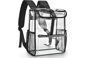 Mildbeer Clear Stadium Backpack for Sports Events & Concerts - 12x12x6 Compact PVC Flap Backpack with Multi-Pocket Design, Black