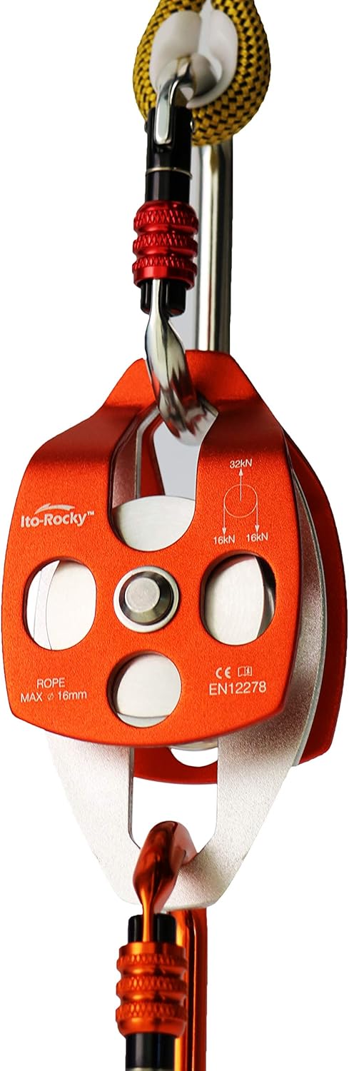 Ito Rocky Double Sheave Pulley 32 kN CE Certified Rescue Climbing Gear with Swing Plate for Progress Capture System Rigging Hauling Arborist Tree Climbing : Sports & Outdoors