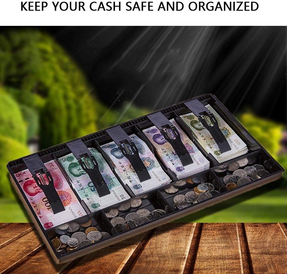 SANON Cash Drawer Register Insert Tray Replacement 5 Bills 4 Coins Money Storage Box with Plastic Clip (Black) : Office Products