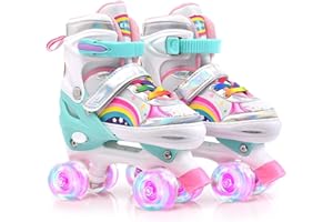 ERNAN Roller Skates,Kids Roller Skates,Girls Roller Skates,4 Size Adjustable Toddler Roller Skates with Light up Wheels for for Beginner Kids Girls & Boys