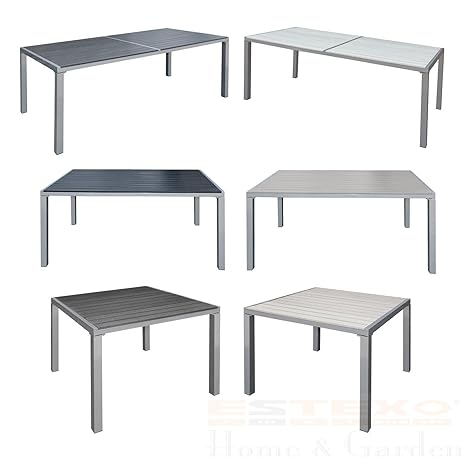 ESTEXO Gartentisch Alu WPC Terrassentisch Holzimitat Esstisch Gartenmöbel Tisch (90x90x72 cm, Schwarz)