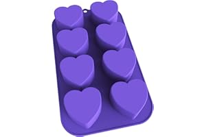 Bakerpan Silicone Heart Mold for Baking, Mini Cake Heart Pan, Valentine's Day Silicone Mold, Heart Muffin Baking Tray, 2 1/4 Inch Hearts, Heart Silicone Mold - 8 Cavities