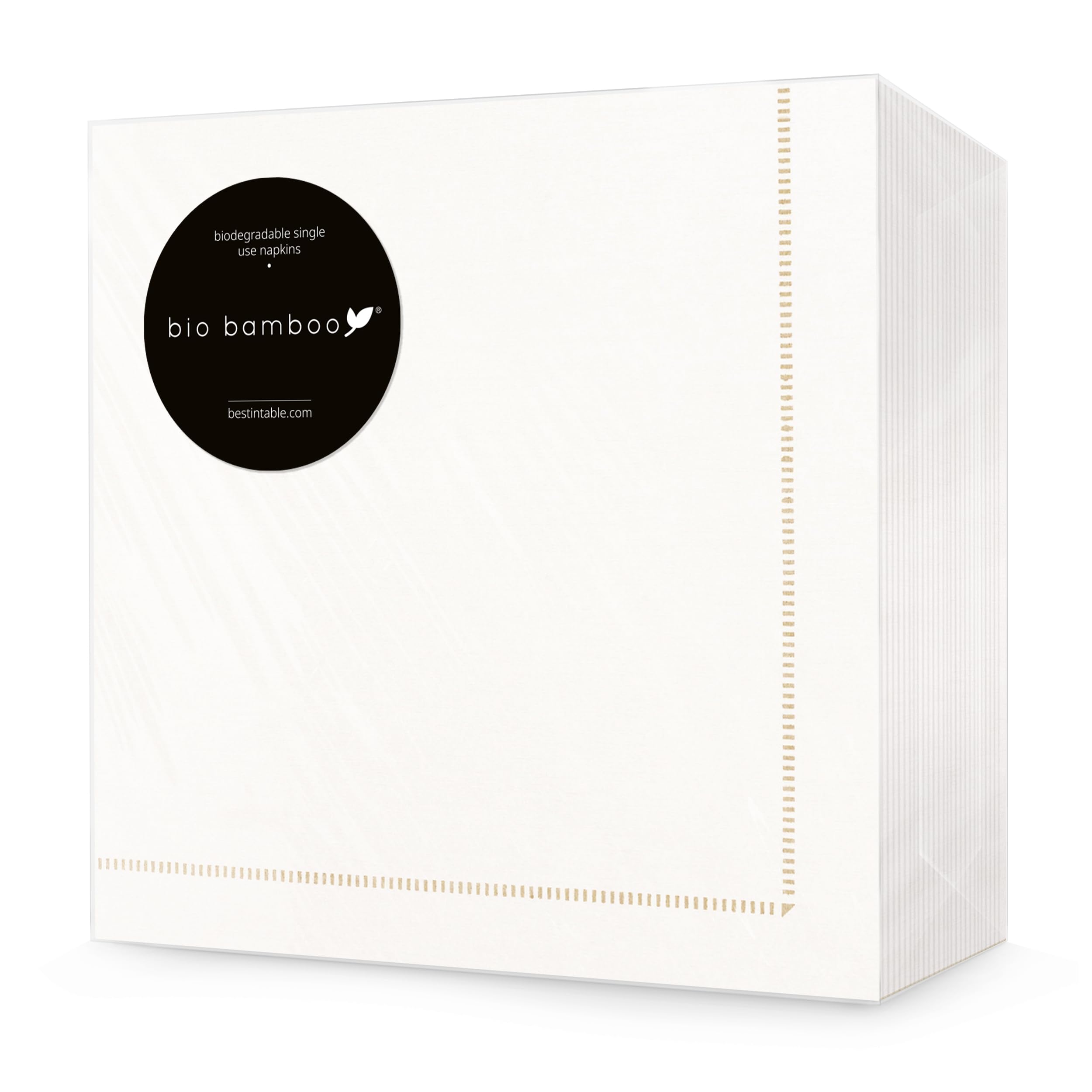 bio bambooยฎ - Pack of 50 Disposable Napkins 40x40 Gold Frame in Bamboo Fiber, Biodegradable and compostable โ image 1