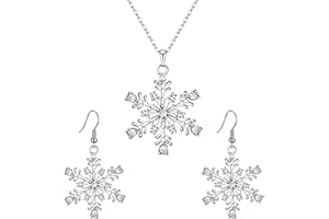 EVER FAITH Austrian Crystal Snowflake Flower Pendant Necklace Earrings Set