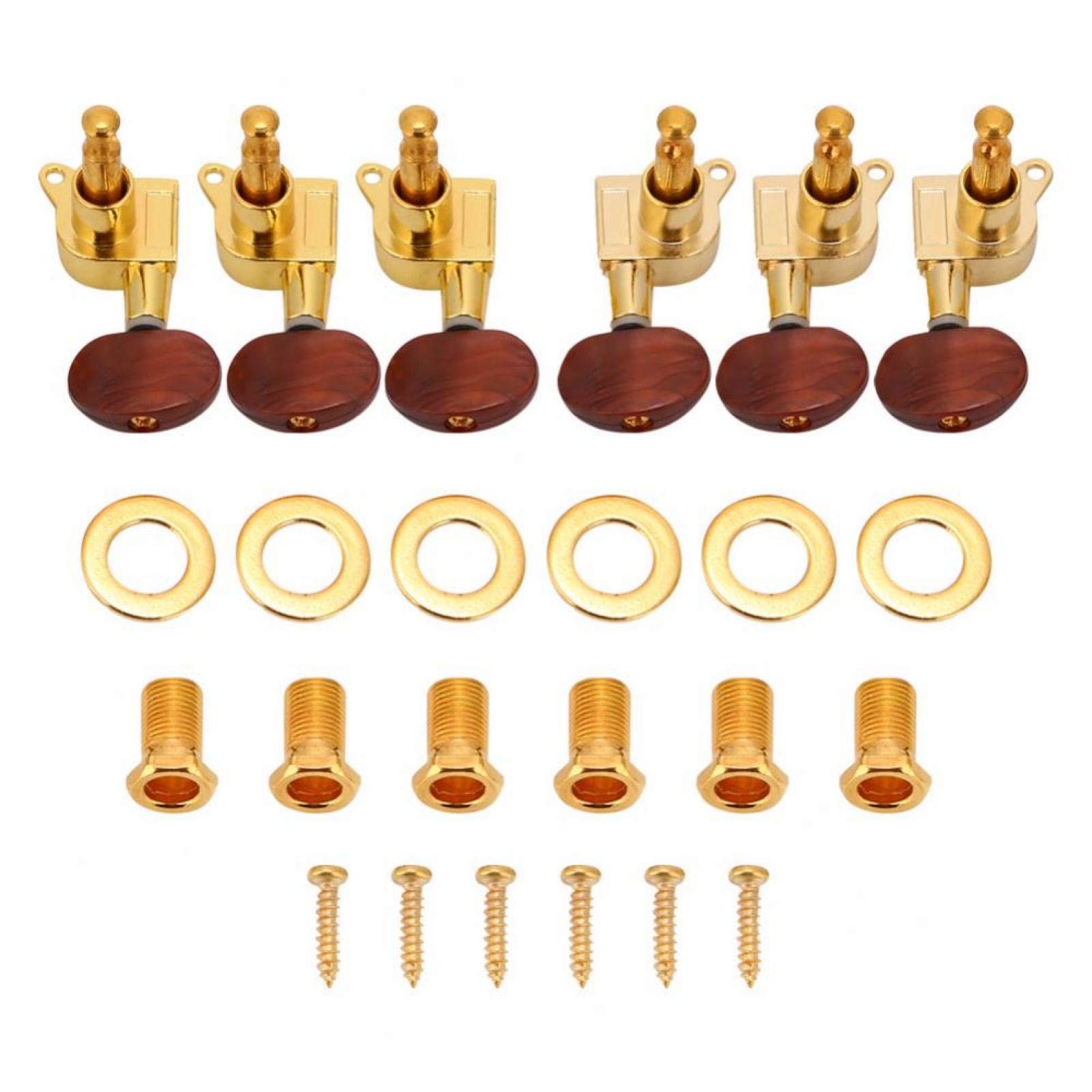 Guitar String Tuning Pegs 3L3R Chrome Tuners Guitar Machine Heads for Folk Acoustic Electric Guitar Tuner Guitar Parts Replacement(Gold)