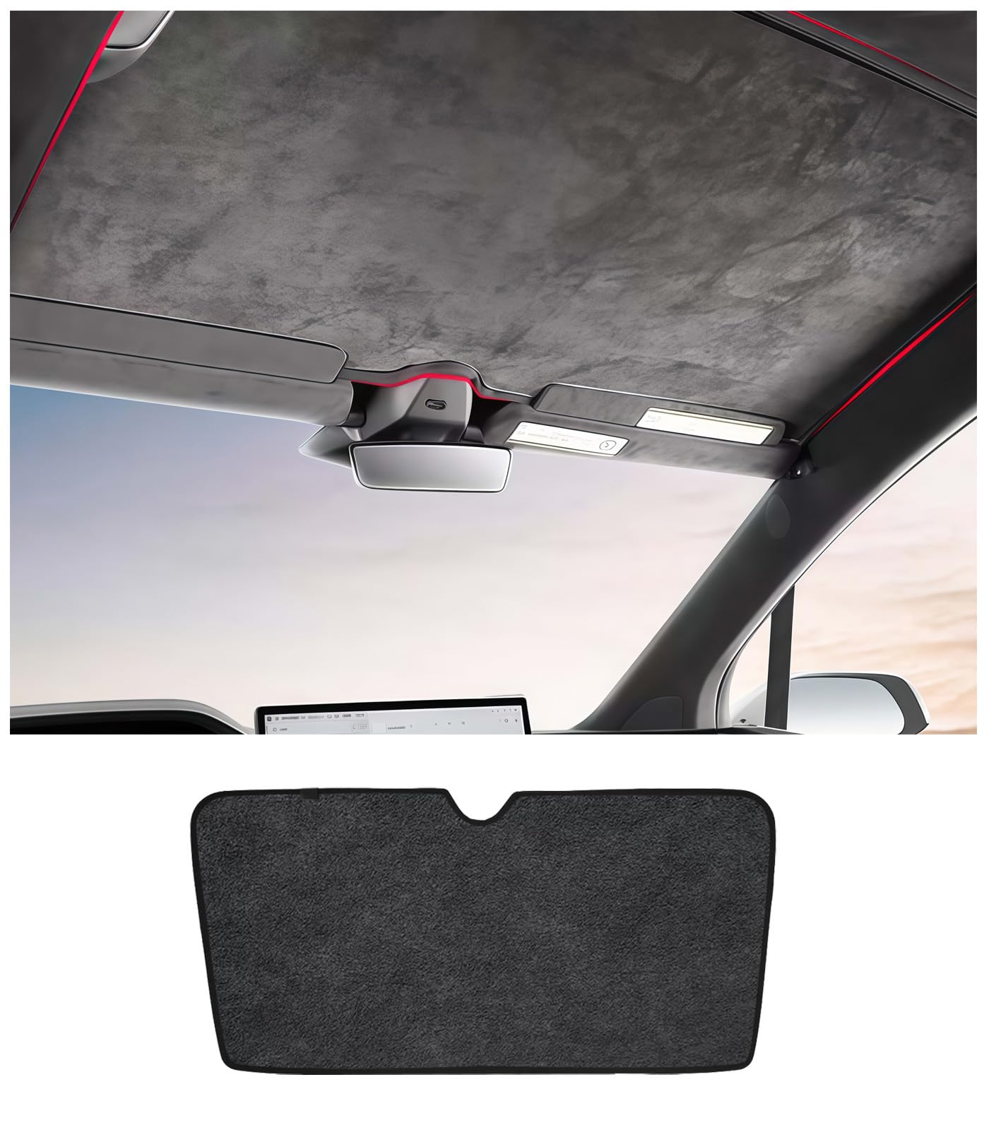 Photo 1 of Windshield Sunshade Glass Roof Sun Shade Compatible with Tesla Model X 2022-2025,Premium Soft Suede Falcon Wing Sunroof Sun Shade Heat Insulation Anti-UV