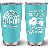 Louasedh Bonus Daughter Tumbler 20oz, Birthday Gifts for Bonus Daughter, Stepdaughters Gifts from Stepmom Stepdad, Step Daughters Valentines Christmas Graduation Gifts