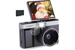 fceoul Kids Camera, 1080P 5MP Digital Camera for Kids with 180° Flip Screen & 32GB Card, Retro Toddler Toy Camera for Selfies