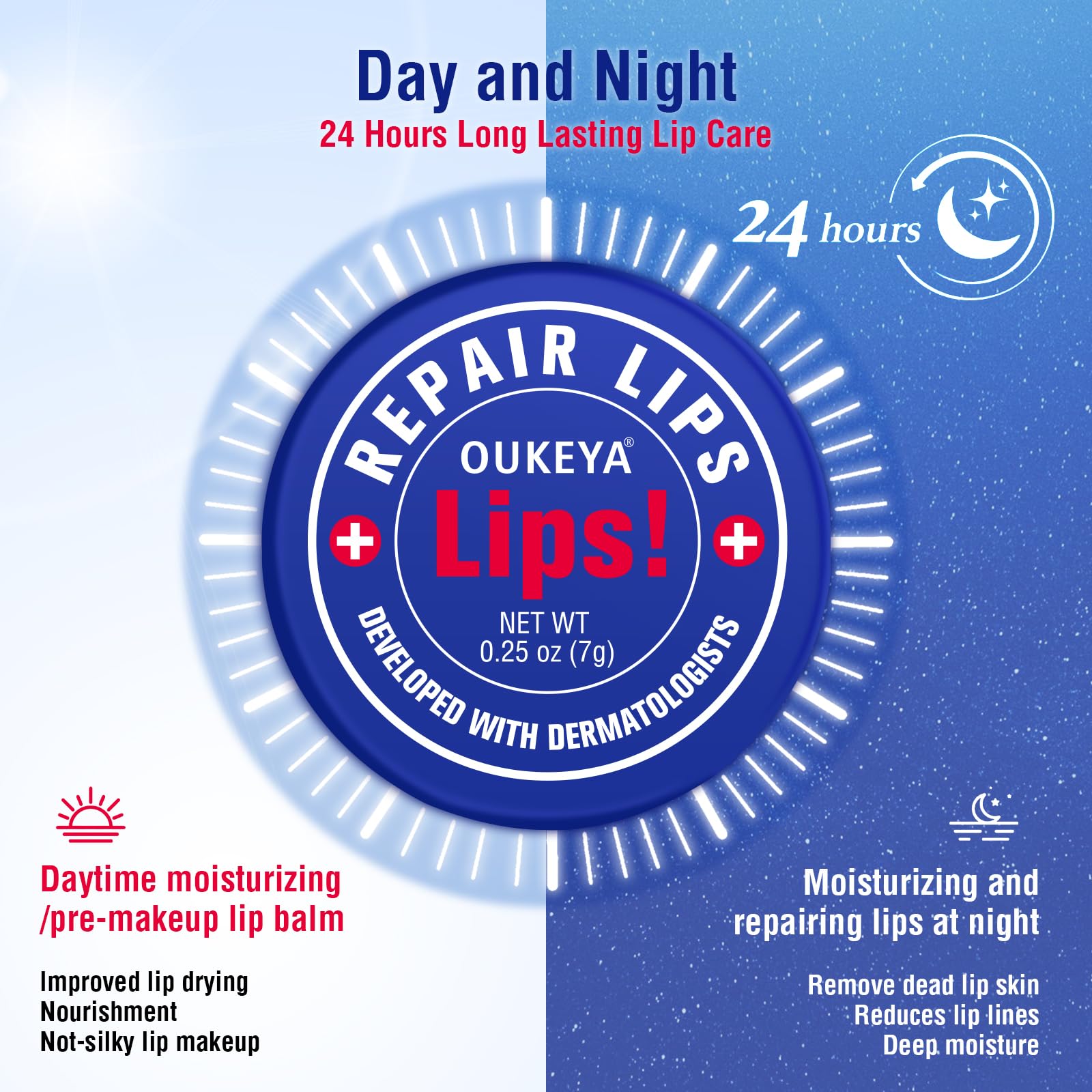 OUKEYA Lip Balm,0.25 Ounce,Medicated Lip Chapstick Medicated w/Beeswax,Petrolatum,Peppermint Oi,100% Natural Ingredients,Lip Moisturizer for Very Dry Lips,Echapped Lips Treatment Severe