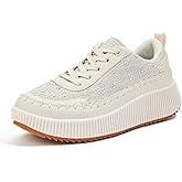 LUCKY STEP Women's Platform Sneakers Rhinestone Fashion Chunky Casual Sparkly Retro Braided Walking Shoes