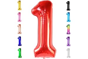 KatchOn, Red 1 Balloon Number - 40 Inch, Helium Supported | Red One Balloon for First Birthday | Number 1 Balloons for 1st Birthday | 1st Birthday Balloon, 1st Birthday Party Supplies