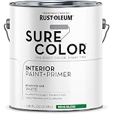Rust-Oleum 380227 White Sure Color Interior Paint + Primer, Semi-Gloss, 1 Gal