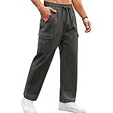 COOFANDY Mens Casual Cargo Pants Relaxed Fit Outdoor Hiking Pants Cotton Drawstring Sweatpants with Pockets