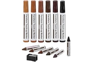 Furniture Repair Kit Wood Markers - Set of 13 - Markers and Wax Sticks with Sharpener Kit, for Stains, Scratches, Wood Floors
