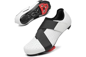 VikoViren Unisex Cycling Shoes Compatible with Peloton Bike with Single Hook & Loop Strap and Delta Cleats Included Perfect for Indoor Road Riding Bike Shoes for Men Women