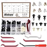 Wokape 176Pcs Car Plastic Rivets Metal Retainer Clips Set with Fasteners Remover, Bumper Retainer Clips Car Plastic Rivets Fa