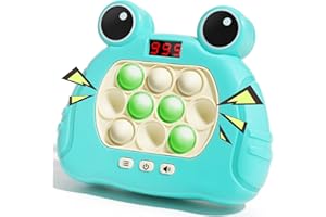 OLLOIIG Pop Fidget Kids It Games Toy, Fast Push Bubble Game Console with LED Screen for Kids 8-12, Handheld Quick Push Game, Autism Sensory Toys, Birthday Xmas Gifts for Boys, Girls, Adults (Frog Blue)
