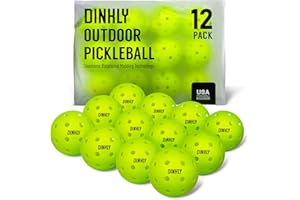 Dinkly Pickleball Balls, Outdoor Pickleballs USAPA Approved, Enhanced Durability Pickle Ball with Roto-Molded & Seamless Design, 40 Holes Green Pickleballs for Beginners Professionals