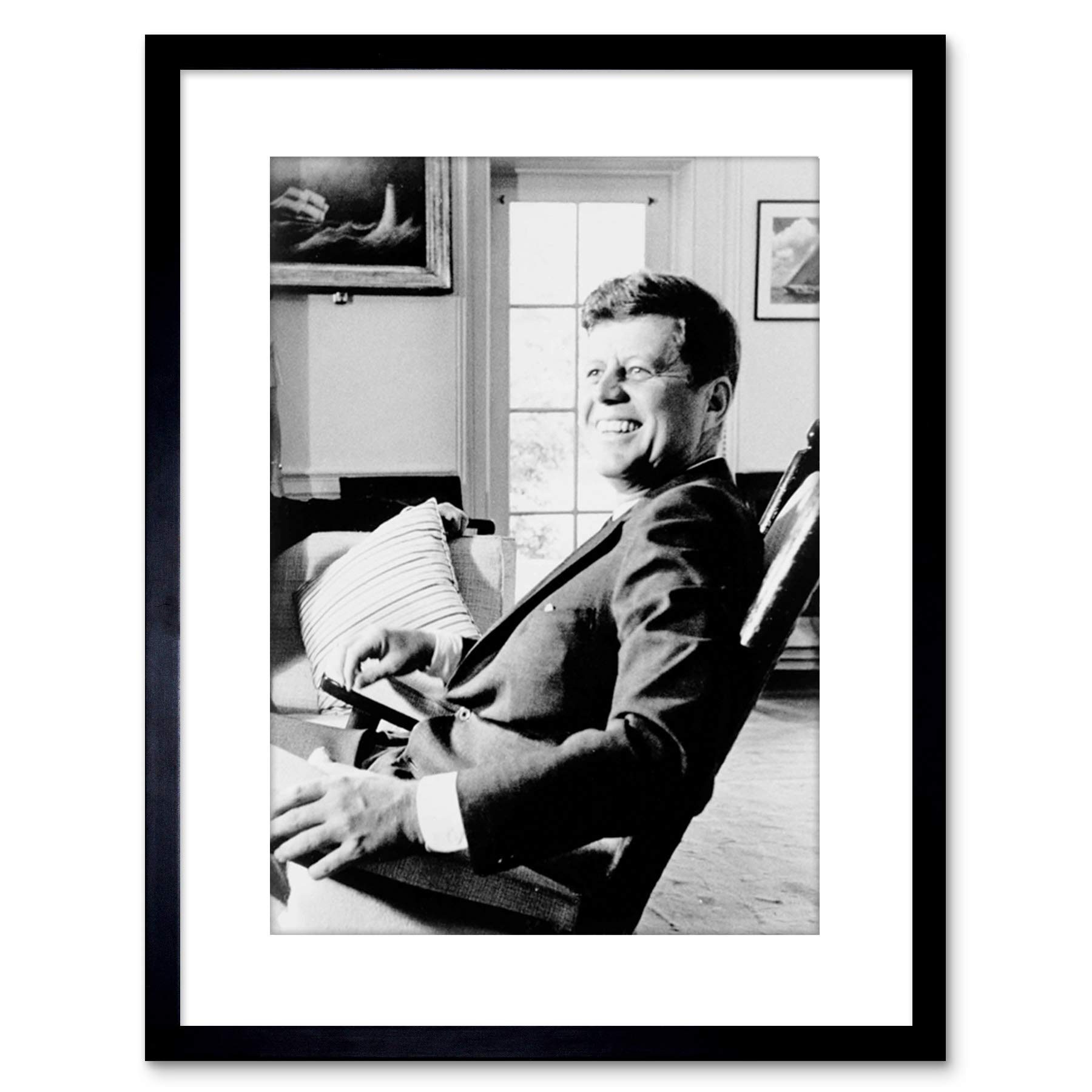 Wee Blue Coo 9x7 '' PHOTO PRESIDENT JOHN F KENNEDY VINTAGE PHOTO NEW FRAMED ART PRINT F97X827