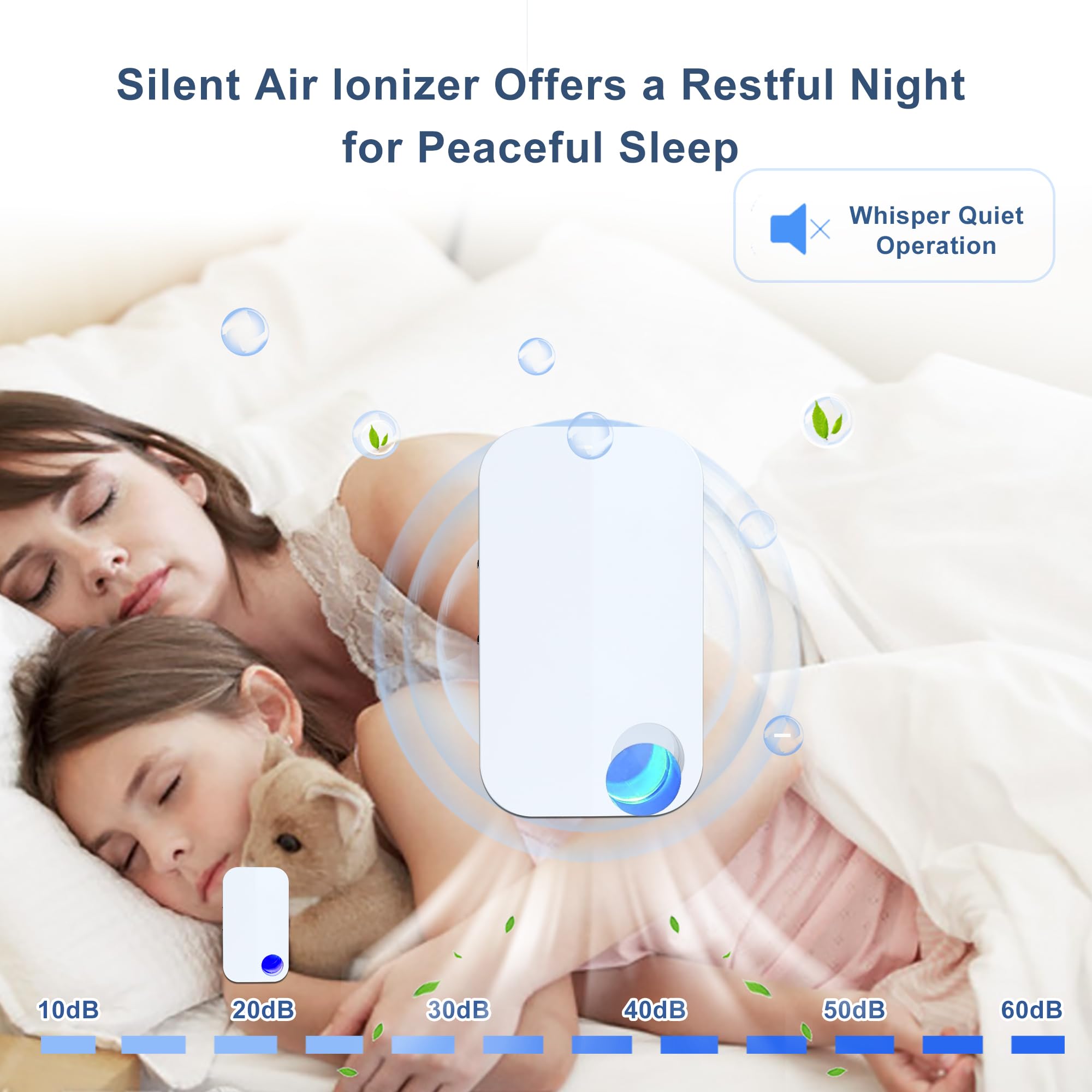 Air Ionizers for Home Plug In with 4 negative Ion Brush Heads,Ultra-Quiet Ionizer Air Purifier for Home,Portable Negative Ion Air Purifier for Bedroom Office Kitchen Bathroom and Pet(2)