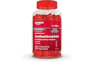 Amazon Basic Care Rapid Release Acetaminophen Caplets 500 mg, Extra Strength Pain Reliever and Fever Reducer, 400 Count