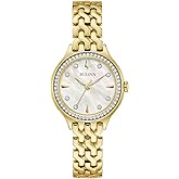 Bulova Ladies' Classic Crystal Gold Stainless Steel 3-Hand Quartz Watch, Mother of Pearl Dial