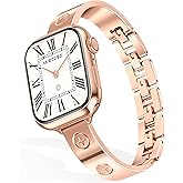 MOINSPIRE Gold Watch Bands for Women Compatible Apple Watch 40mm 41mm 38mm 42mm 46mm 44mm 45mm 49mm Adjustable Dressy Metal Jewelry Bracelet Strap for iWatch Series 11 10 9 8 7 6 5 4 3 2 1 SE Ultra