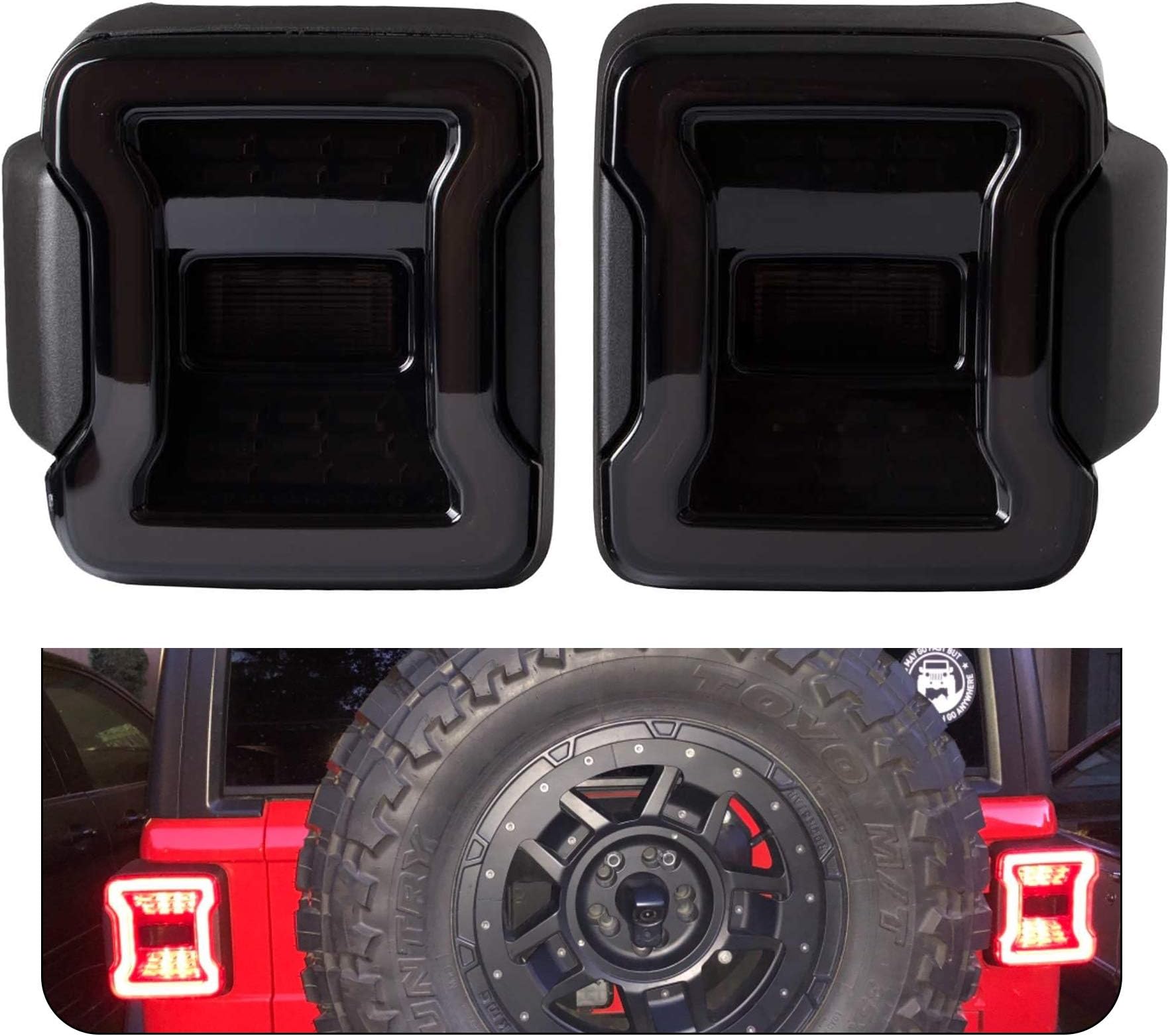 Tepeng Smoked LED Tail light Brake light turn signal light 100% fit for Jeep Wrangler JL 2018 2019 Reverse Light