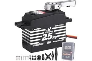 HobbyPark Waterproof 25KG RC Servo High Torque Coreless Motor Metal Gear Standard Digital Servo for 1/8 1/10 RC Cars Trucks Buggy Arduino Servo Robotic Control Angle 180 with Metal Servo Horn Arm