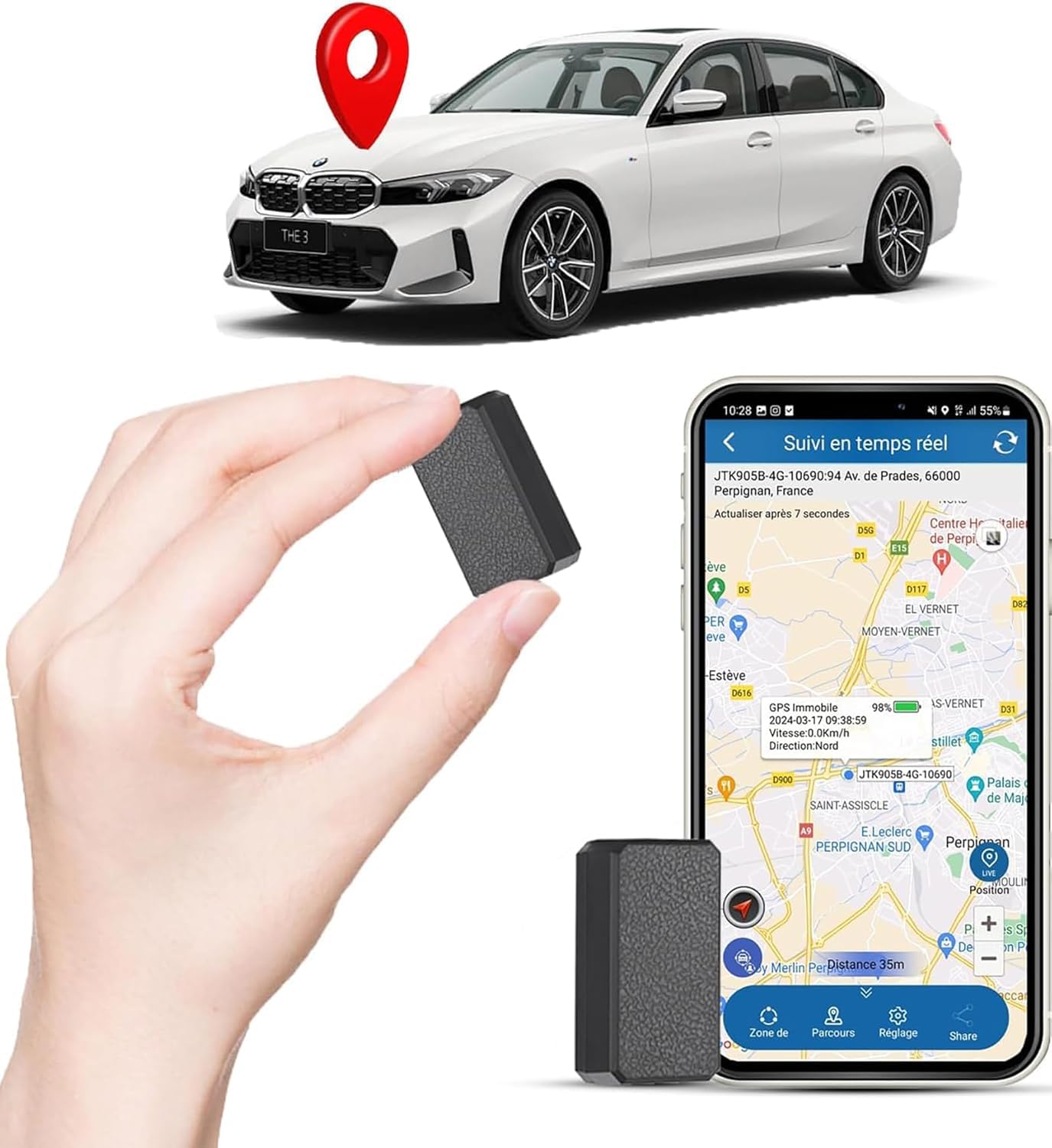 Mini GPS Tracker, Magnetic Micro GPS Tracker for Vehicles/Children/Elderly/Wallet/Luggage, Anti-Theft Real Time Tracking Locator with Free App TK901