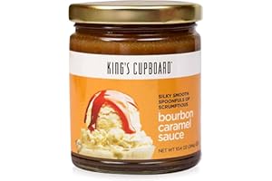 King's Cupboard Bourbon Caramel Sauce - The Perfect Sauce for Ice Cream, Fruit Dip, Topping Desserts, Caramel Drizzle for Coffee - Gluten-Free, Kosher, All Natural Ingredients, Made in USA 10.4 oz