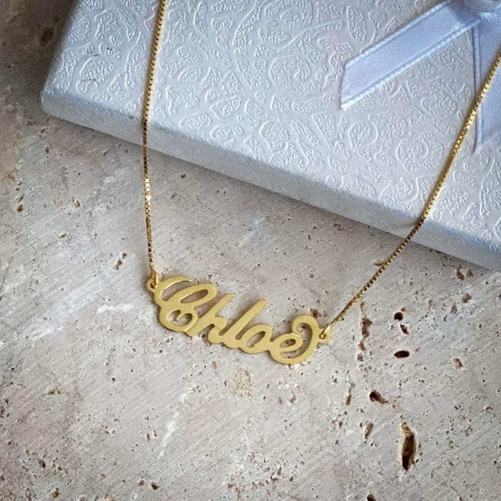 Amazon Com 14k Gold Personalized Name Necklace Custom Made Any