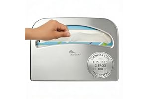 SoNeat Toilet Seat Covers Dispenser - Half Fold Stainless Steel Wall Mounted Toilet Seat Cover Holder for Commercial, Office, Restaurants, Hospitals and Schools, 16.81 Inches, 500 Seat Covers Capacity