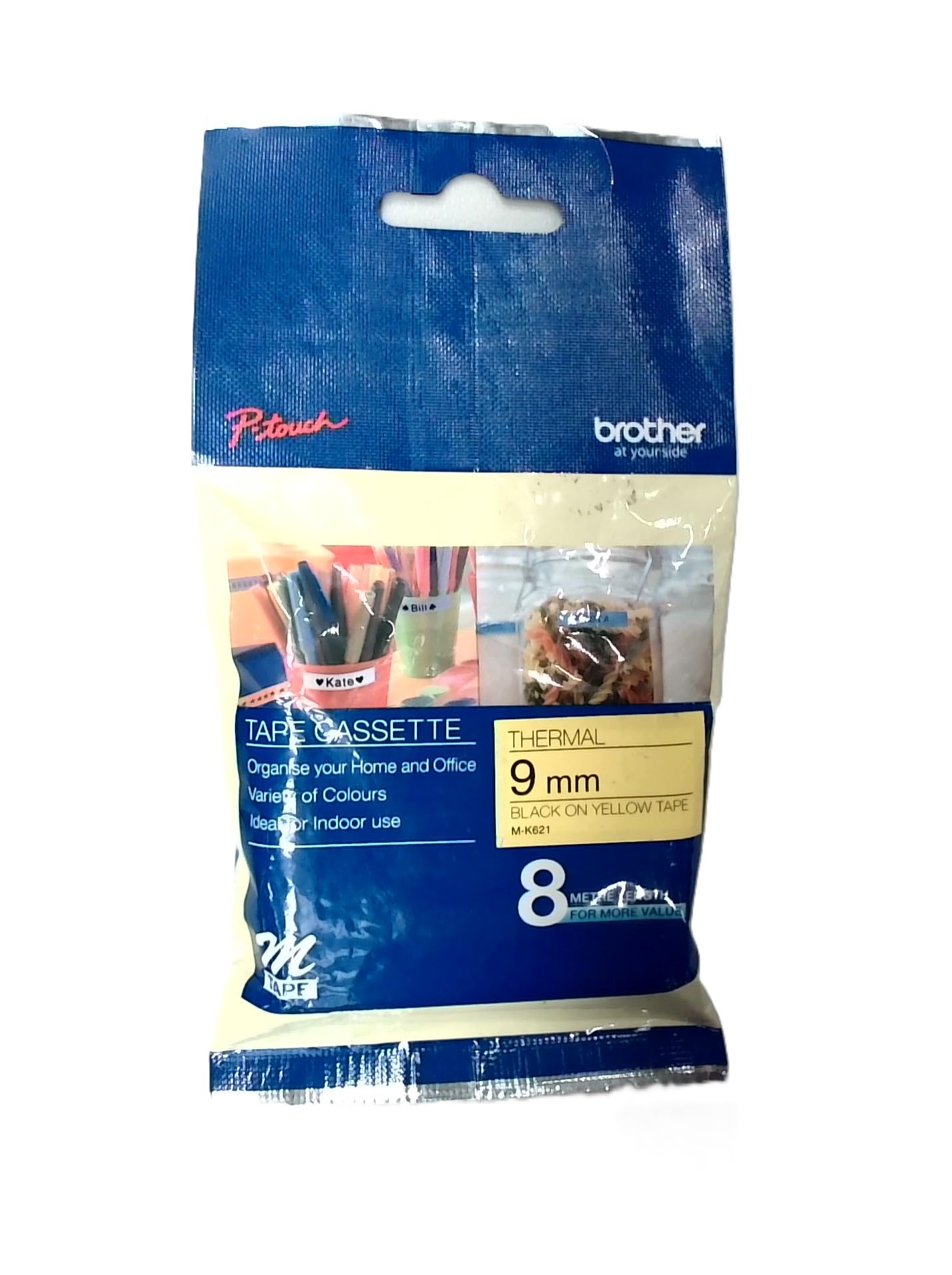 Brother M-K621BZ - Black on yellow - Roll (0.9 cm x 8 m) 1 cassette(s) non-laminated tape - for P-Touch PT-55, PT-65, PT-75, PT-85, PT-90, PT-BB4