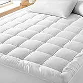 Bare Home Twin XL Mattress Topper Cotton Top - Twin Extra Long - Soft Plush Topper for Mattress - College Dorm Room Essentials - Cooling Breathable Air Flow - 8" to 21" Deep Pocket (Twin XL, White)