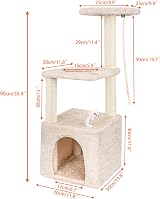 HOMIDEC Cat Scratching Post 90cm Cat Tree Beige Multi-Level Indoor view 7