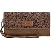 Montana West X Wrangler Western Wallets for Women Trifold Wristlet Wallets Large Capacity Women Clutch Wallet with Coin Purse