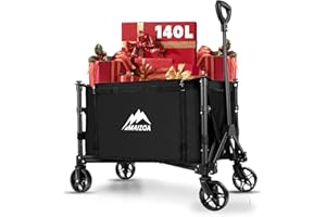 MAIZOA Collapsible Wagon, 330lbs Load Capacity, Dual Side Zipper, Heavy-Duty Steel Frame, 600D Oxford Fabric, Ergonomic Handle, Wear-Resistant, Perfect for Outdoor, Garden, Grocery, Camping