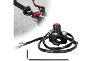 WEIYINGSI CNC Universal Motorcycle Engine Stop Start Kill Switch Button with Mounting Backplate for Motorcycle, ATV, Dirt Pit Bike, Scooter, Quad Etc with 22mm Handlebar - Black