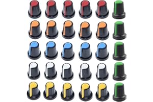 Thtrht 30 Pack Potentiometer Knob 6mm Switch Cap Kit Wh148 Shaft Knurled Dia 0.24‘’ Electric Guitar Bass Volume Tone Control Emulator Effect Pedal Ag2 Peach Button Rotary Handle