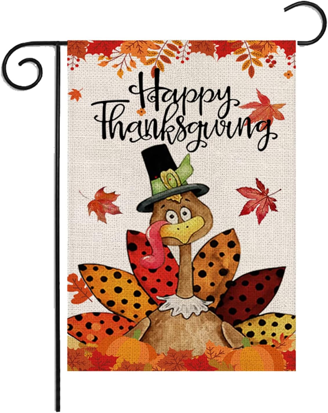 Flags - Happy Thanksgiving Turkey Fall Garden Flag 12 x18 Inch Vertical Double Sided Yard Flag Decorations for Home Holiday Party Sports Outdoor Indoor Farmhouse Decorative Autumn Harvest Yard Flag (Happy Thanksgiving)