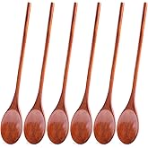 HANSGO Wooden Spoons for Cooking, 12 Inch Mixing Wood Spoon with Long Handle Serving Utensil Set for Kitchen Cooking and Stirring, 6PCS