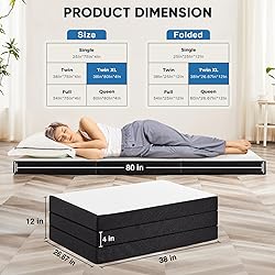 Sweetcrispy Tri-Fold Memory Foam Mattress - 3 inch
