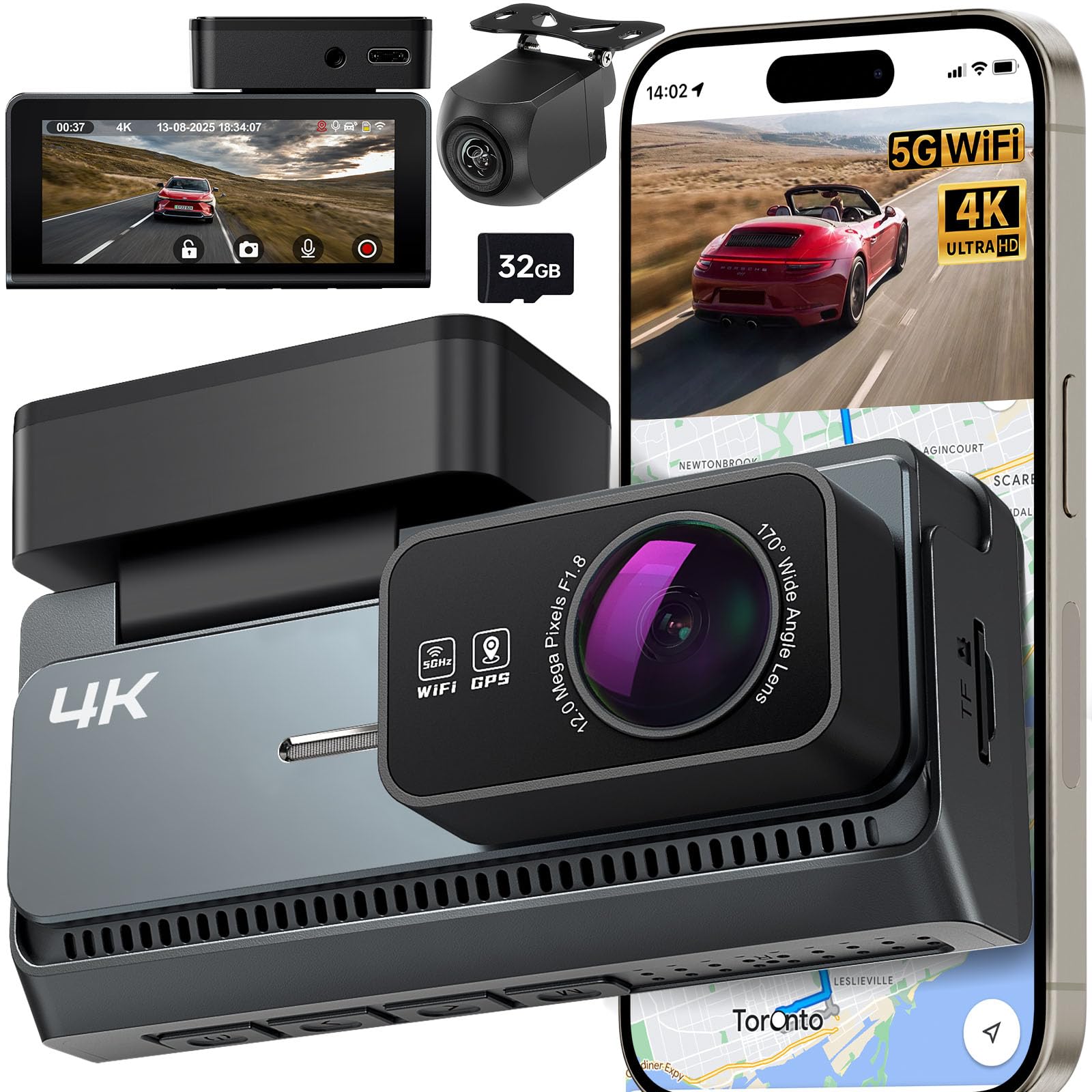 Photo 1 of **UNTESTED**
Yonvim Dash Cam Front and Rear?4K Dual Channel Dash Camera for Cars?3.39” IPS Screen?Built-in Wi-Fi GPS?G-Sensor?Included 32GB Card,Night Vision?170° Wide Angle?24H Parking Mode